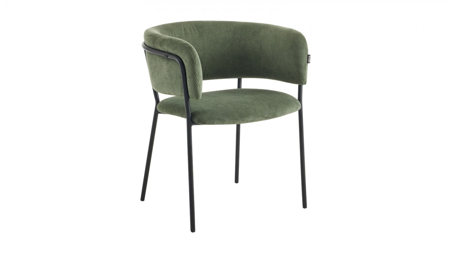 Lot de 2 fauteuils de table en velours côtelé vert - Malone