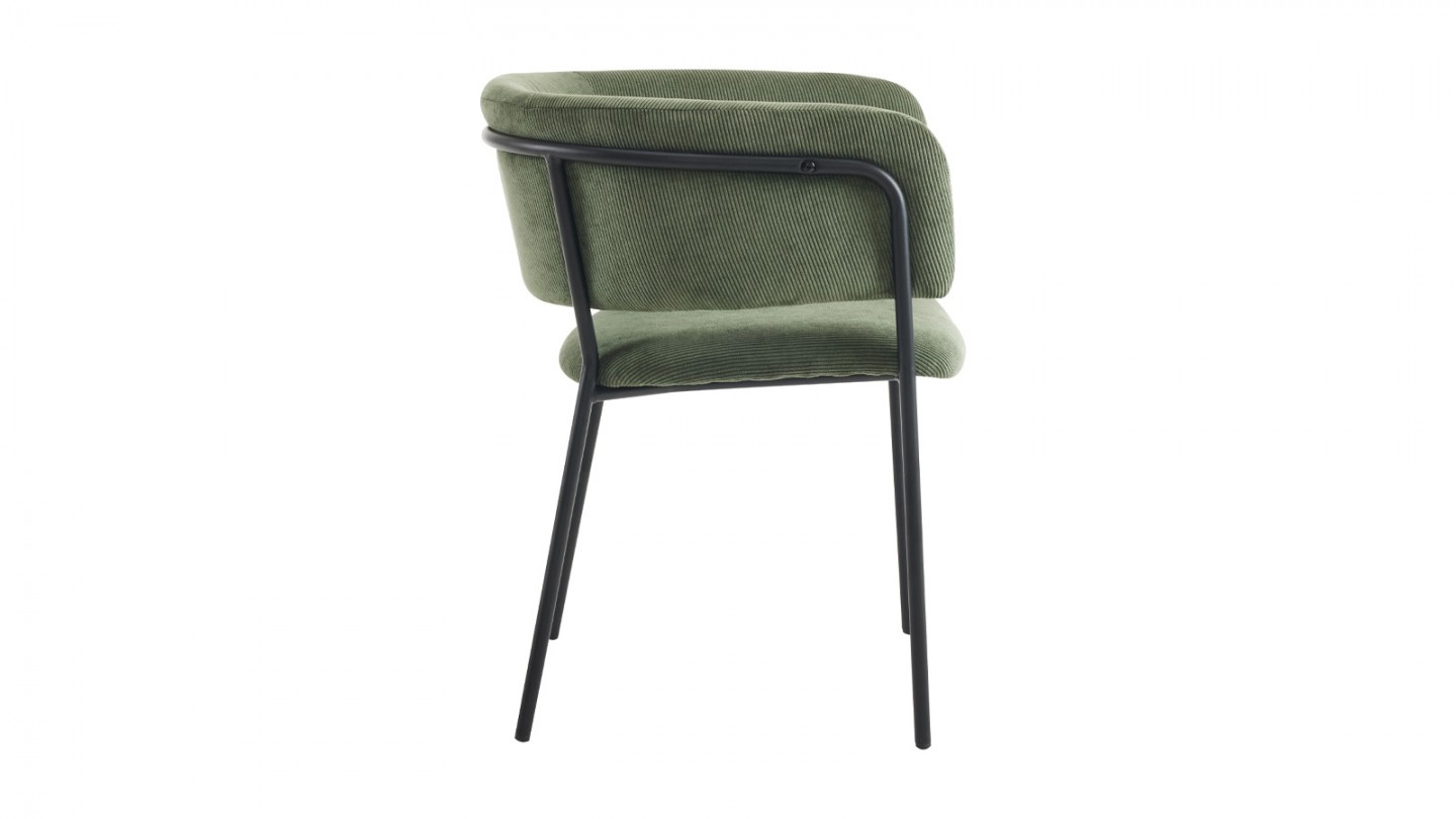 Lot de 2 fauteuils de table en velours côtelé vert - Malone