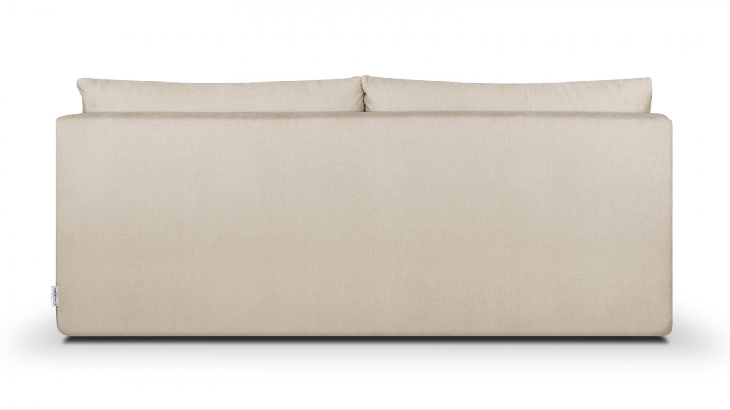 Canapé convertible 3 places avec coffre de rangement en tissu chenille beige - Léo