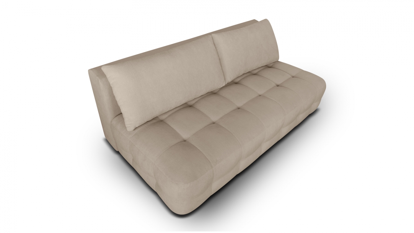 Canapé convertible 3 places avec coffre de rangement en tissu chenille taupe - Léo