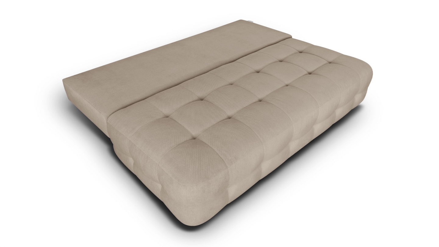 Canapé convertible 3 places avec coffre de rangement en tissu chenille taupe - Léo