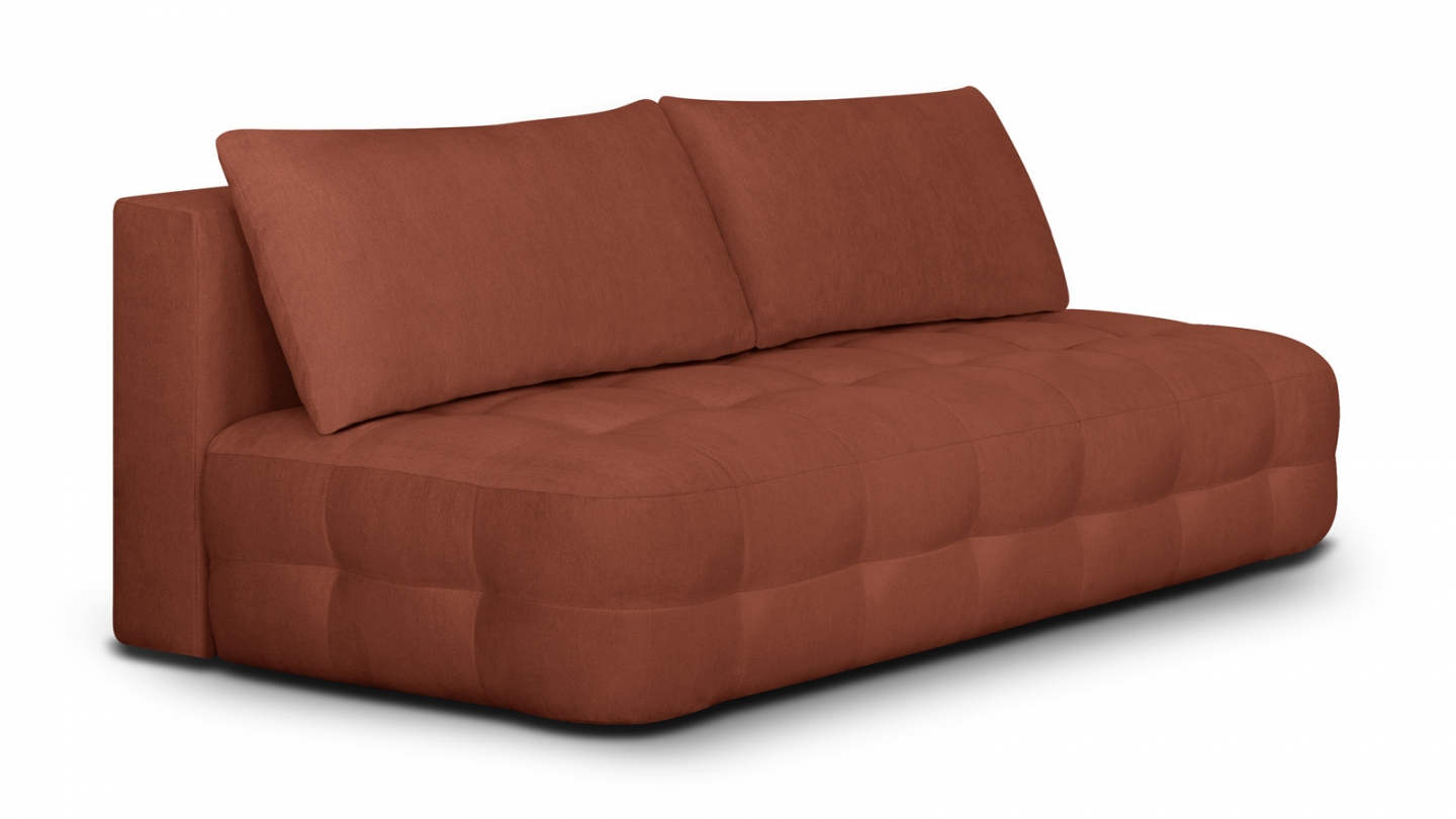 Canapé convertible 3 places avec coffre de rangement en tissu chenille terracotta - Léo