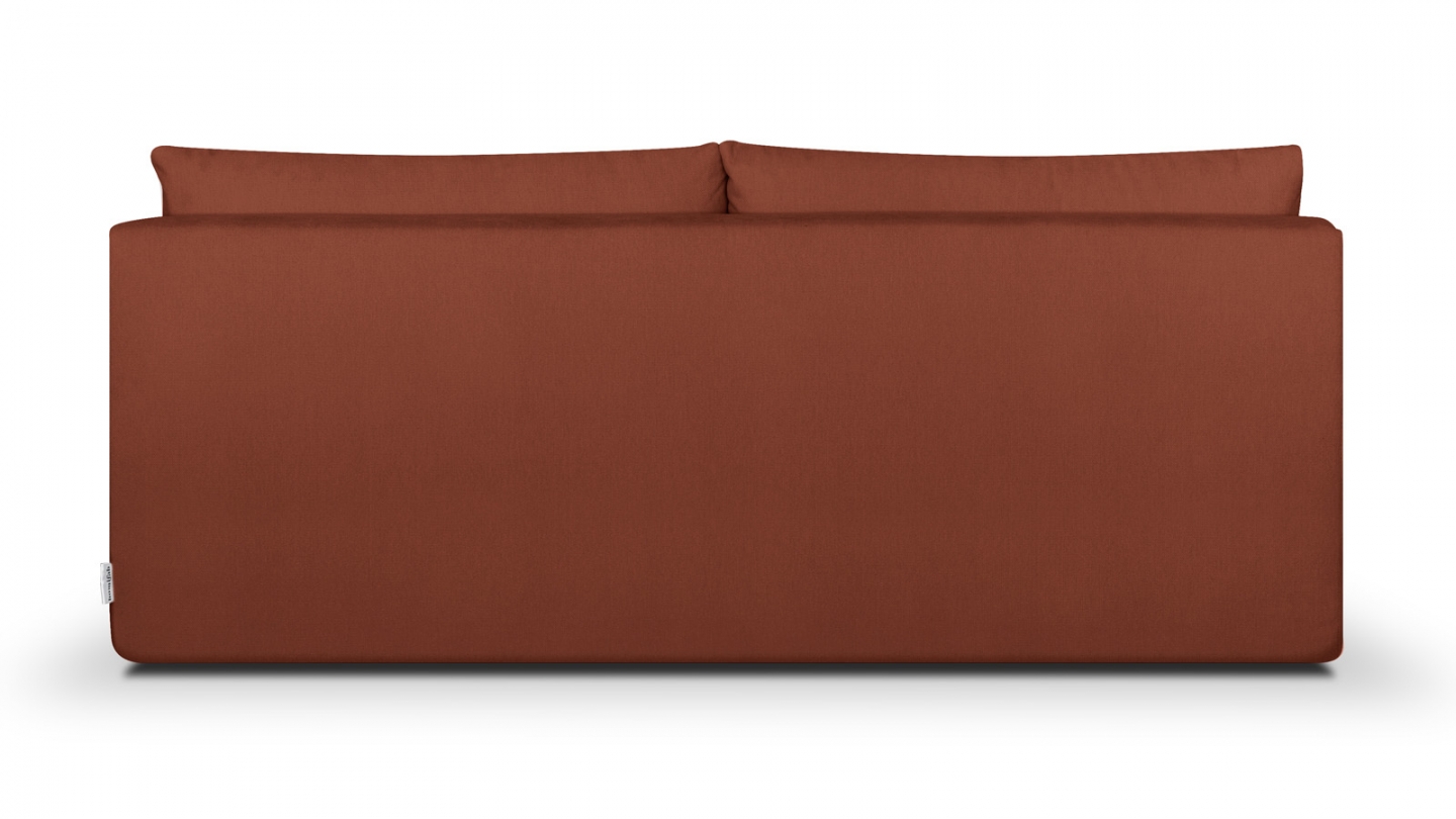 Canapé convertible 3 places avec coffre de rangement en tissu chenille terracotta - Léo