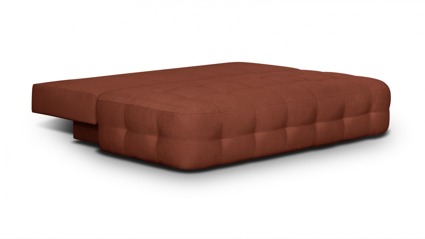 Canapé convertible 3 places avec coffre de rangement en tissu chenille terracotta - Léo