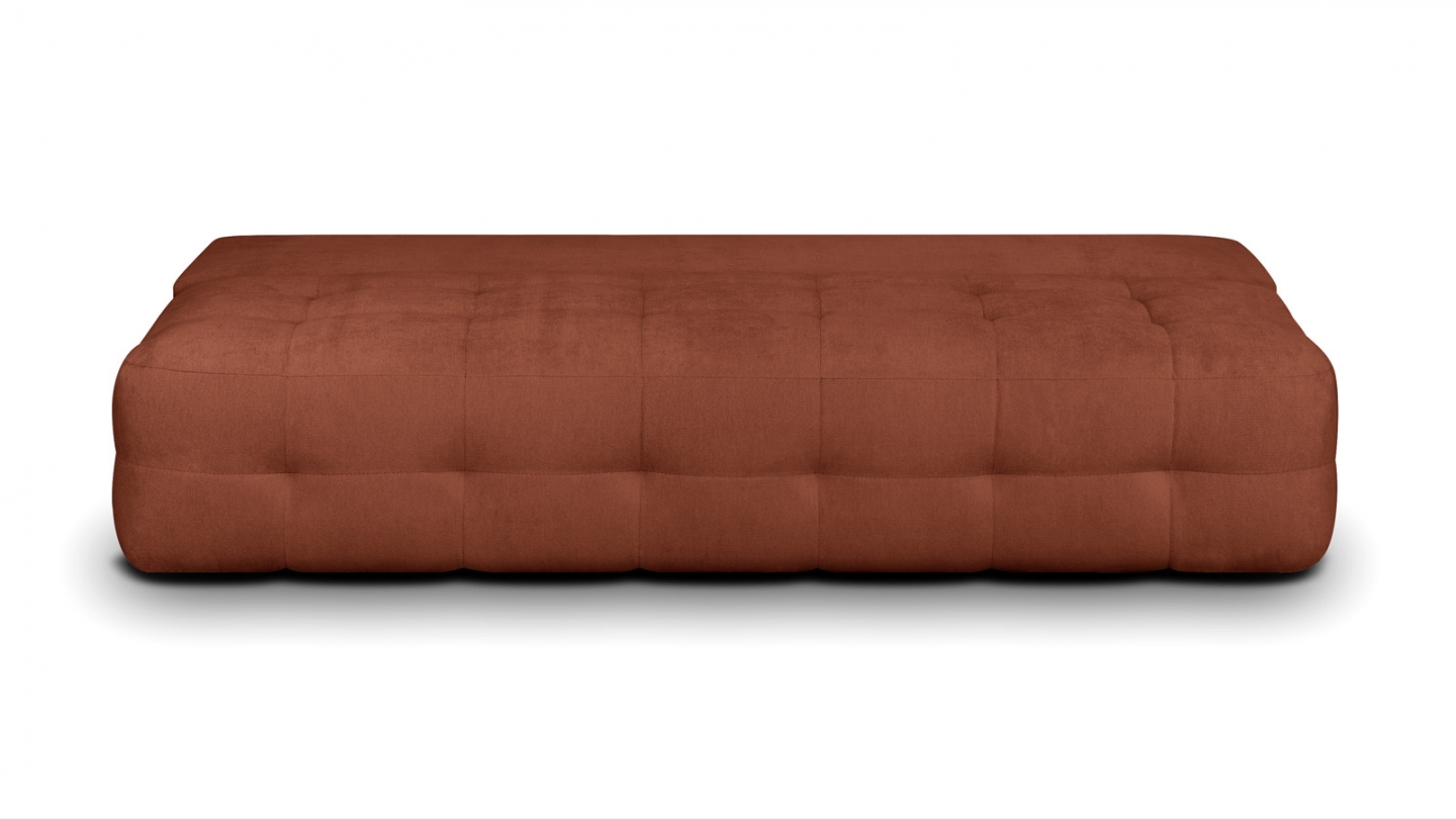 Canapé convertible 3 places avec coffre de rangement en tissu chenille terracotta - Léo