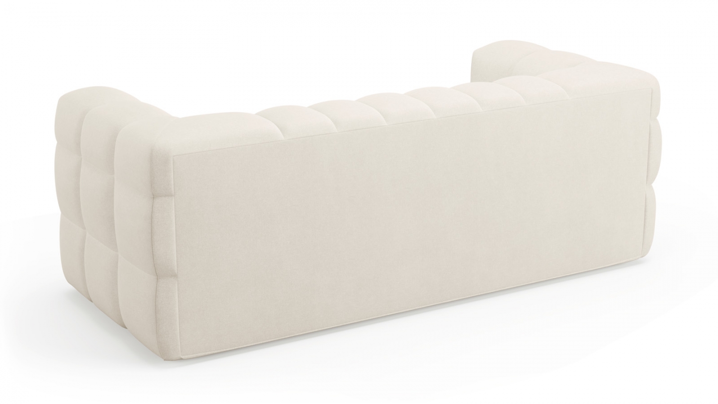 Canapé capitonné 3 places en tissu chenille beige - Cester