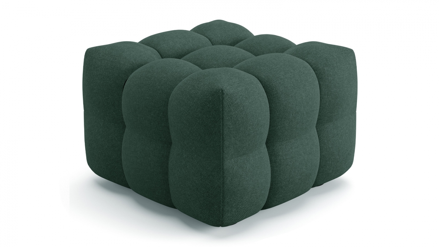 Pouf capitonné en tissu chenille vert - Cester