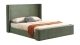 Lit coffre adulte 160x200 cm avec tête de lit capitonnée en velours côtelé vert kaki - Elma