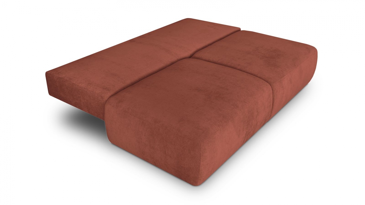 Canapé convertible 3 places avec coffre de rangement en tissu chenille terracotta - Jasper