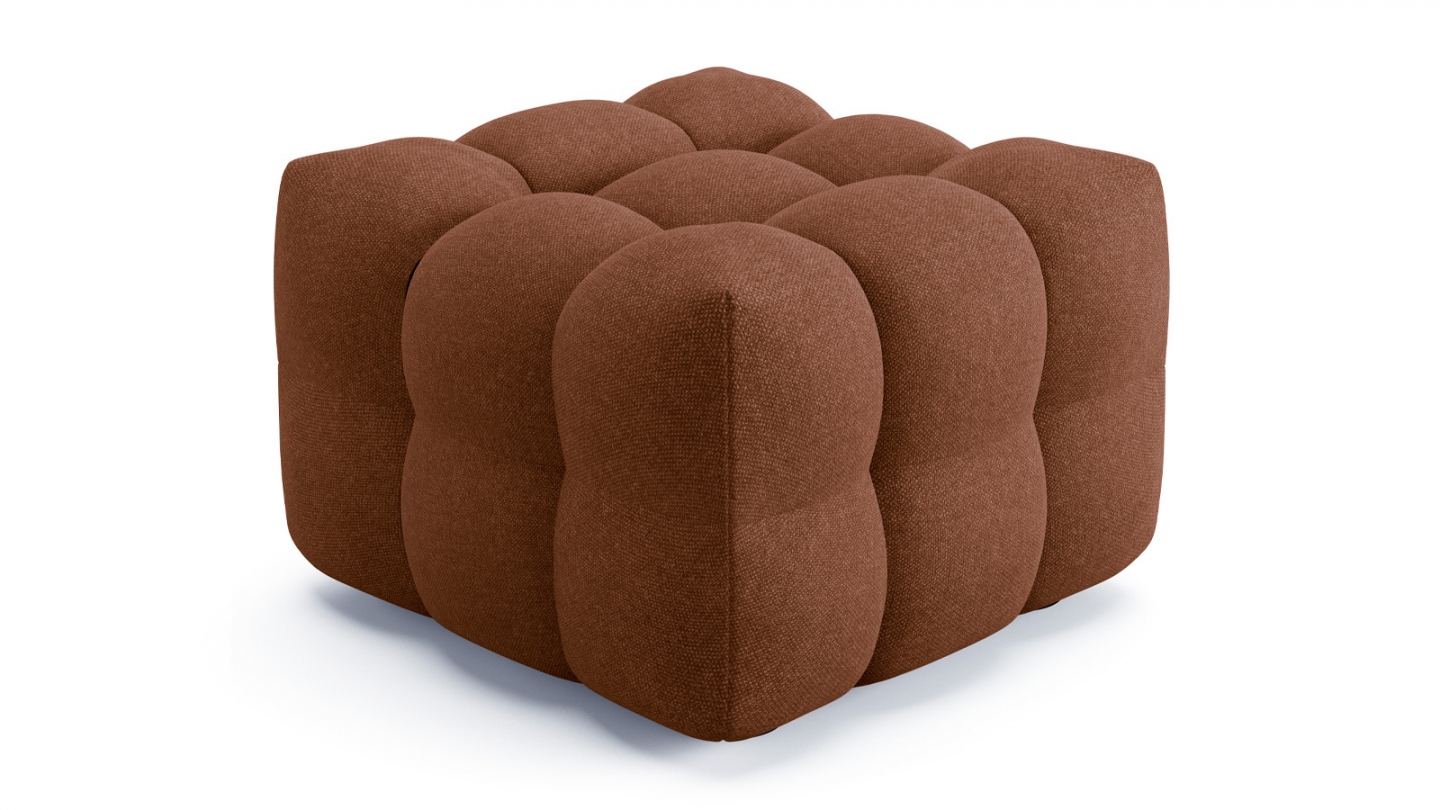 Ensemble Canapé capitonné 3 places + Pouf en tissu chenille terracotta - Cester