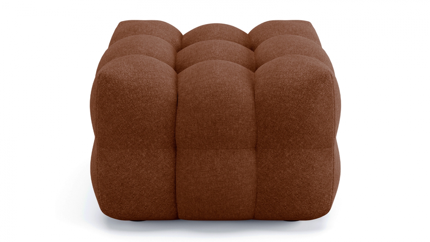 Ensemble Canapé capitonné 3 places + Pouf en tissu chenille terracotta - Cester