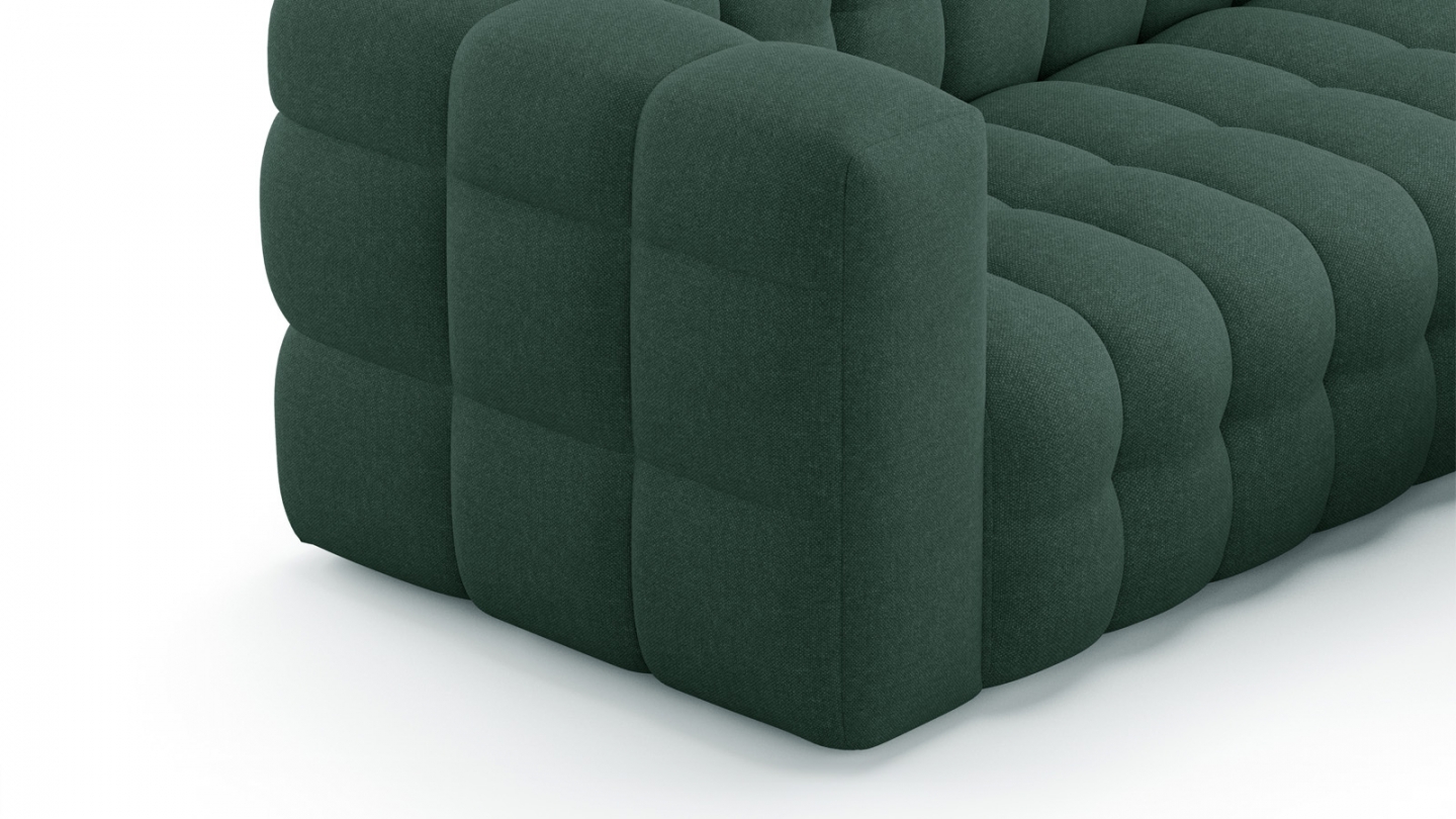 Ensemble Canapé capitonné 3 places + Pouf en tissu chenille vert - Cester