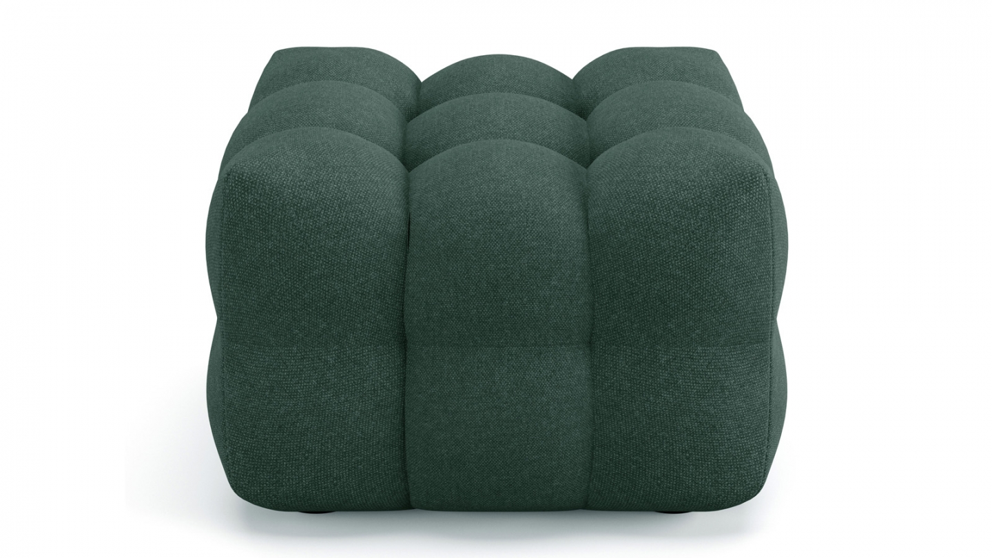 Ensemble Canapé capitonné 3 places + Pouf en tissu chenille vert - Cester