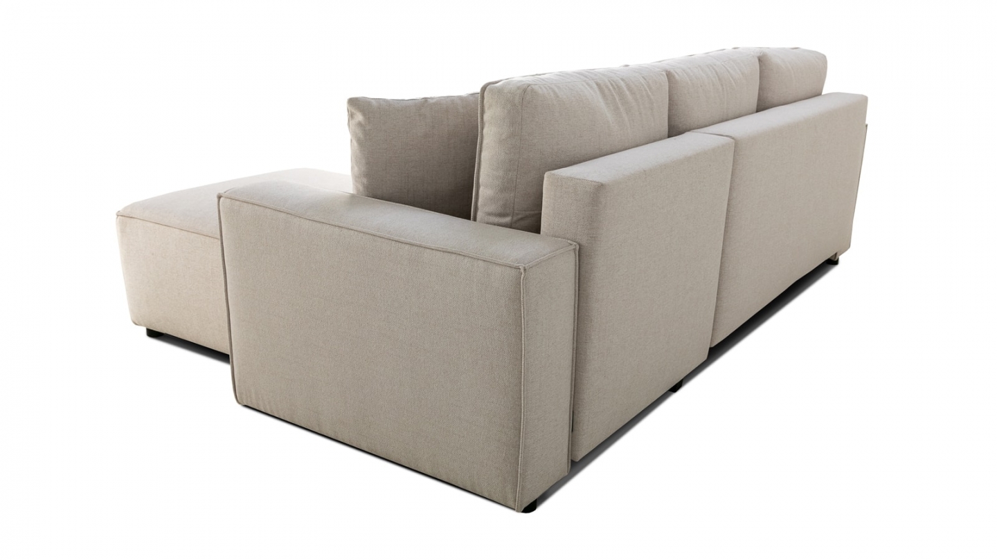 Canapé d'angle réversible convertible 4 places en tissu beige - Théa