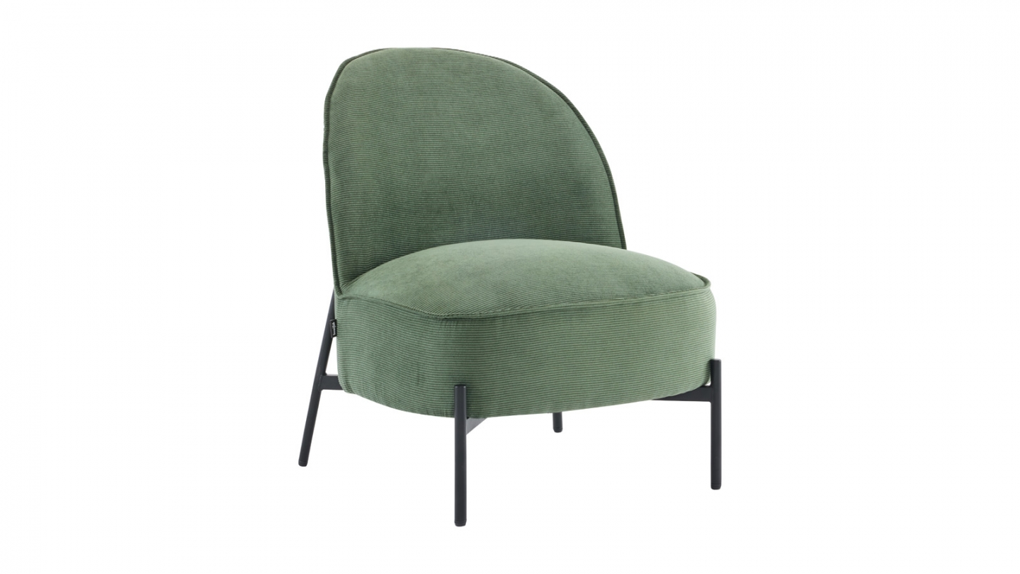 Fauteuil en velours côtelé vert kaki - Basile