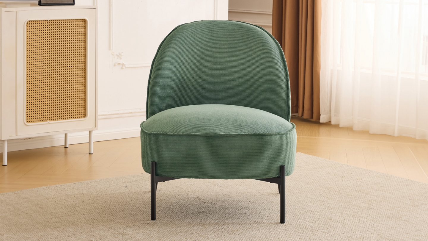 Fauteuil en velours côtelé vert kaki - Basile