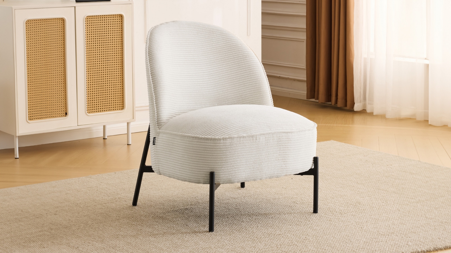 Fauteuil en velours côtelé beige - Basile