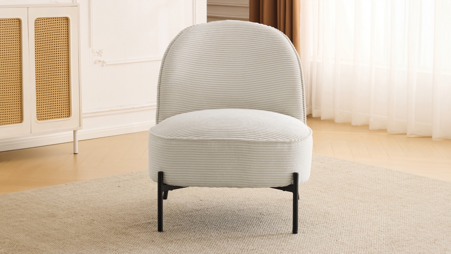 Fauteuil en velours côtelé beige - Basile