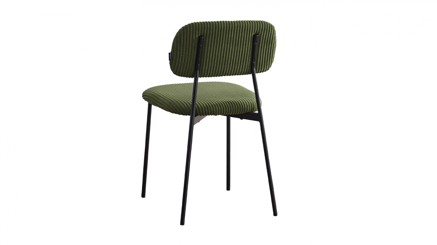 Lot de 4 chaises en velours côtelé vert kaki - Lorie