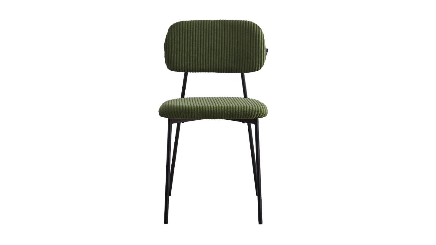 Lot de 4 chaises en velours côtelé vert kaki - Lorie