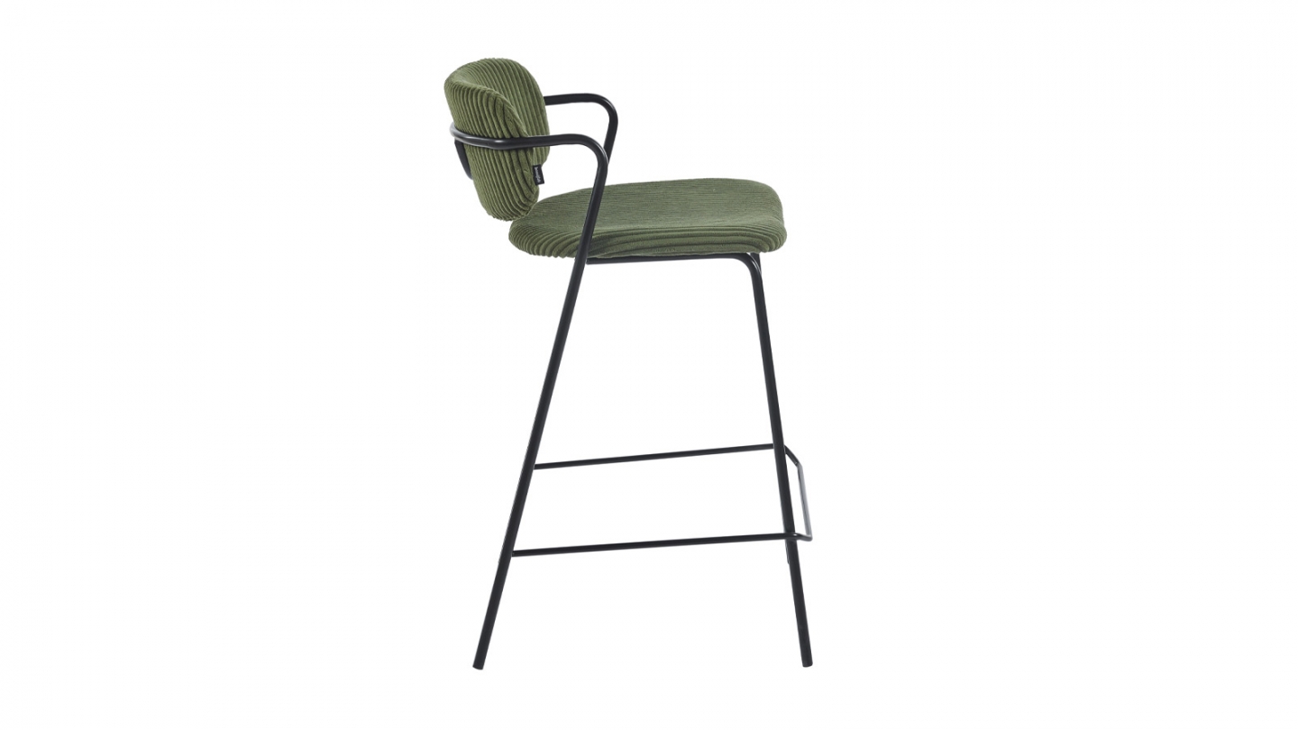 Lot de 2 tabourets de bar en velours côtelé vert kaki - Jones