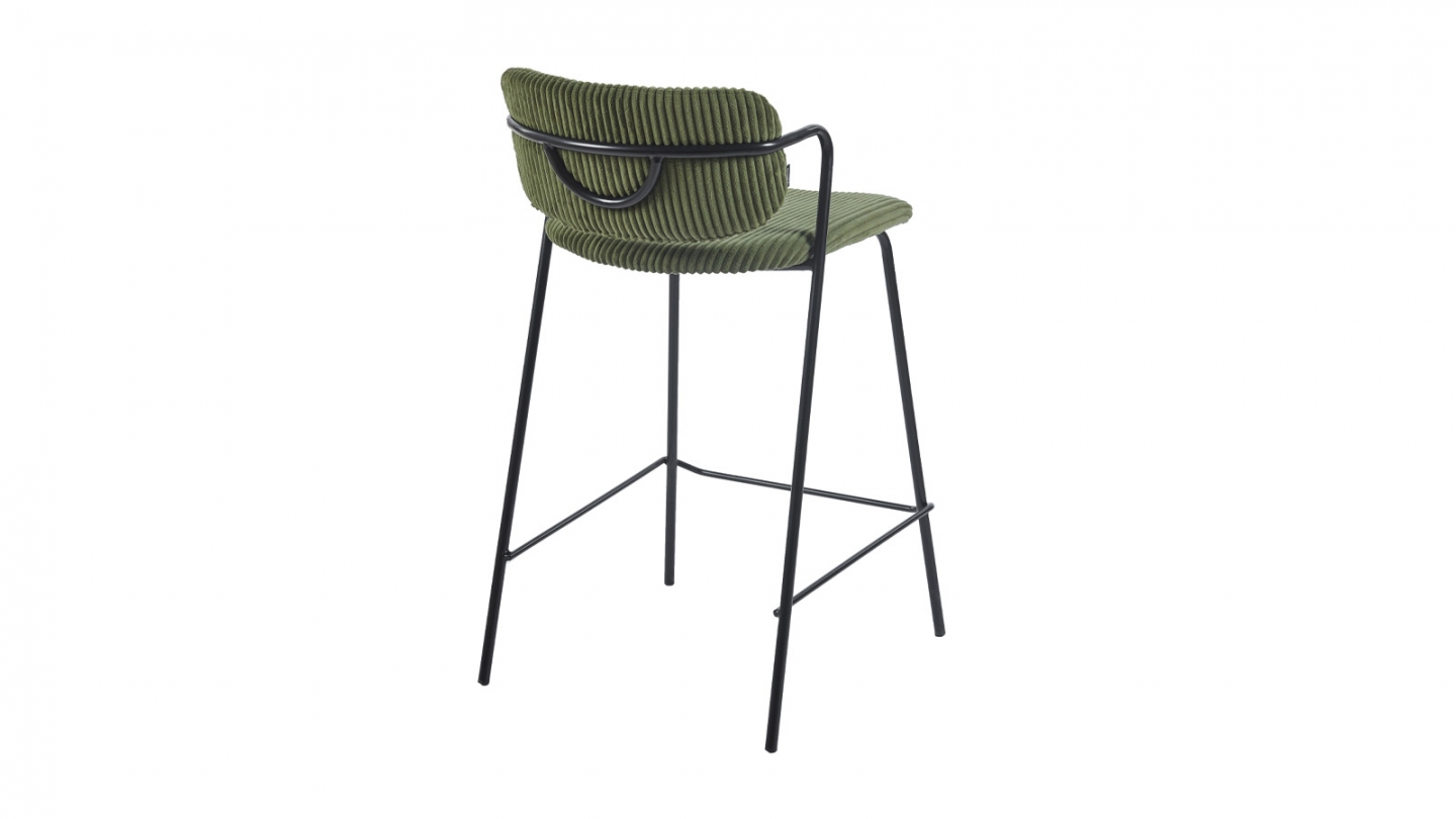 Lot de 2 tabourets de bar en velours côtelé vert kaki - Jones