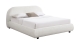 Lit adulte 140x190 cm avec sommier et tête de lit arrondie en tissu bouclé beige - Maddie