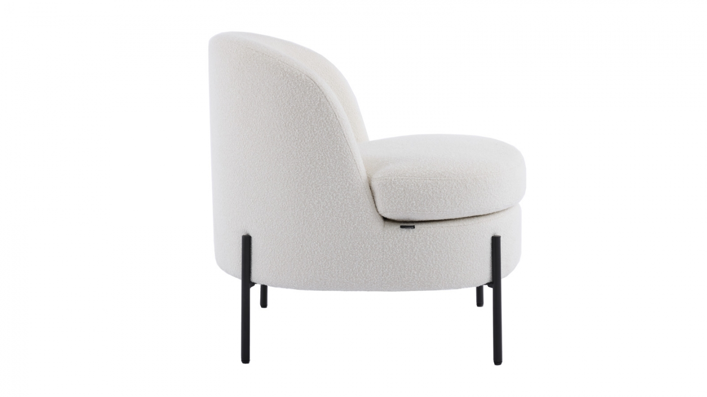 Fauteuil en tissu bouclé beige - Vianney