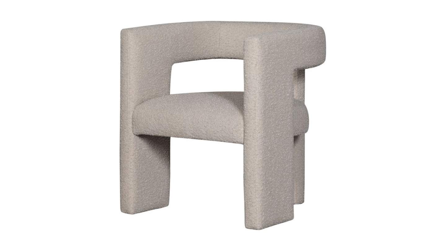 Fauteuil en tissu bouclé beige - Tiwa