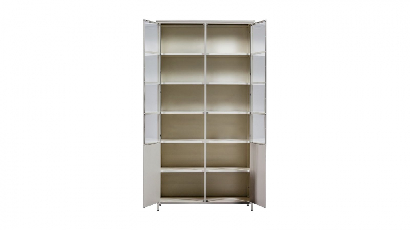 Vaisselier 2 portes en métal beige sable 99 cm - Exhibit