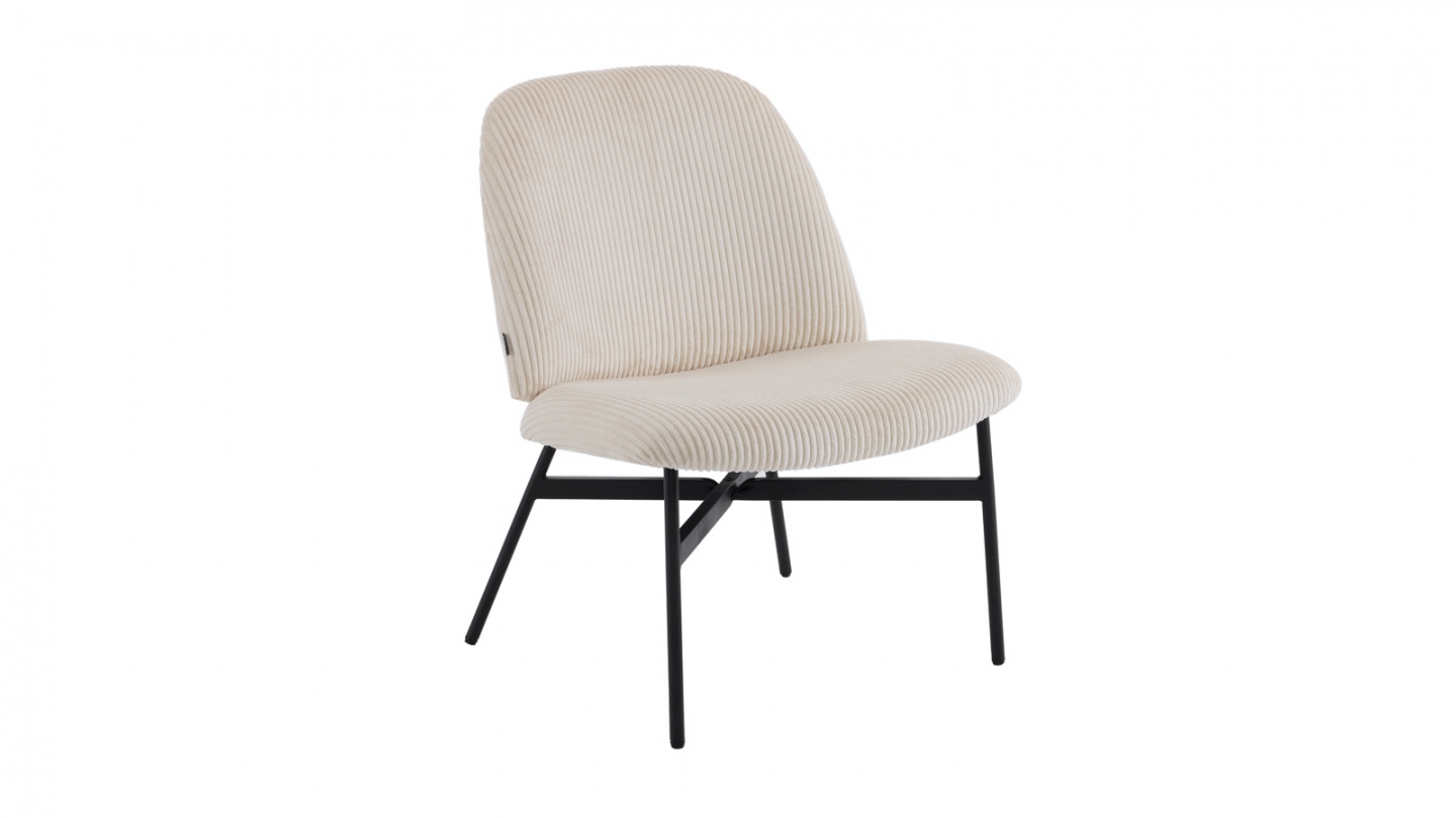 Fauteuil en velours côtelé beige - Petra