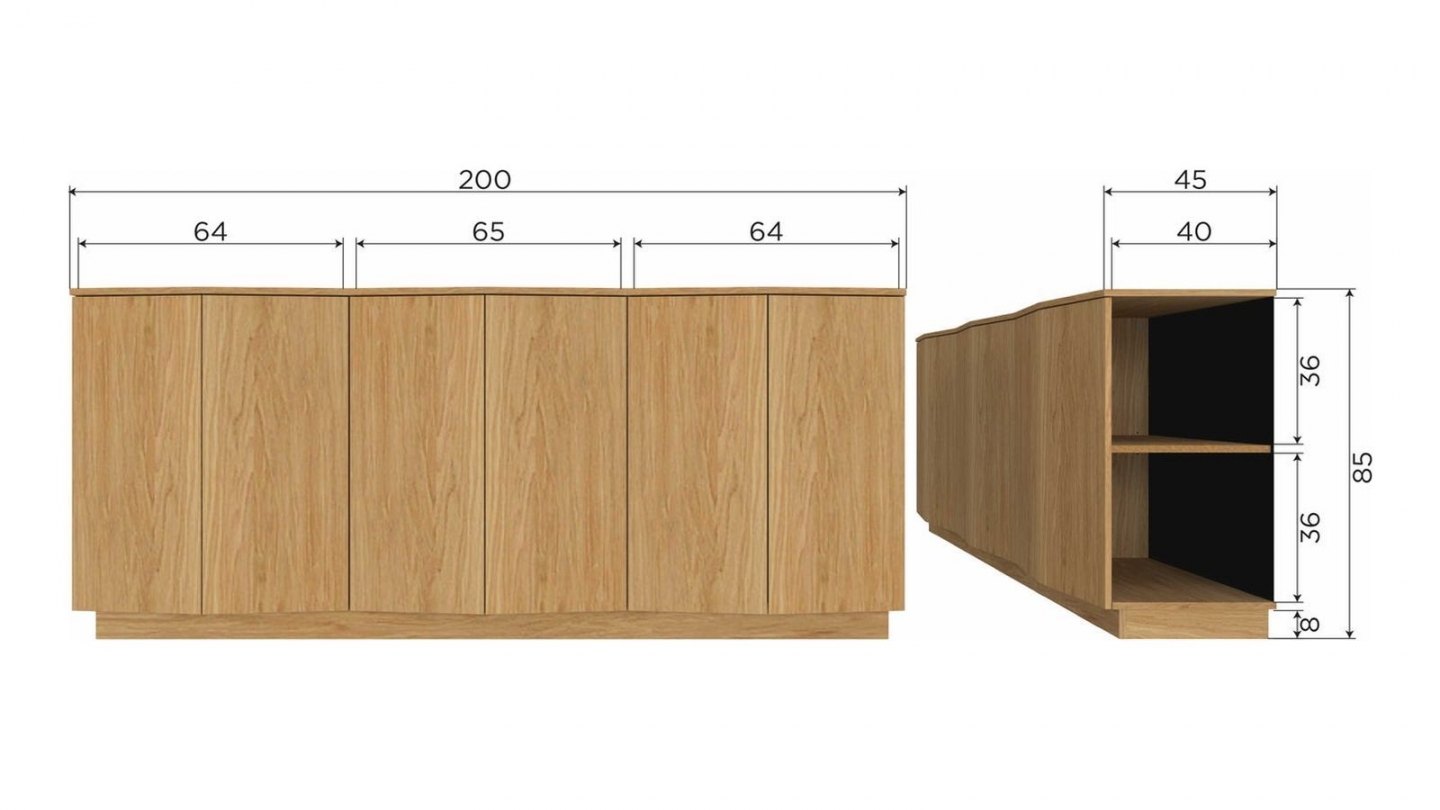 Buffet 6 portes en bois FSC 200 cm - Zuma