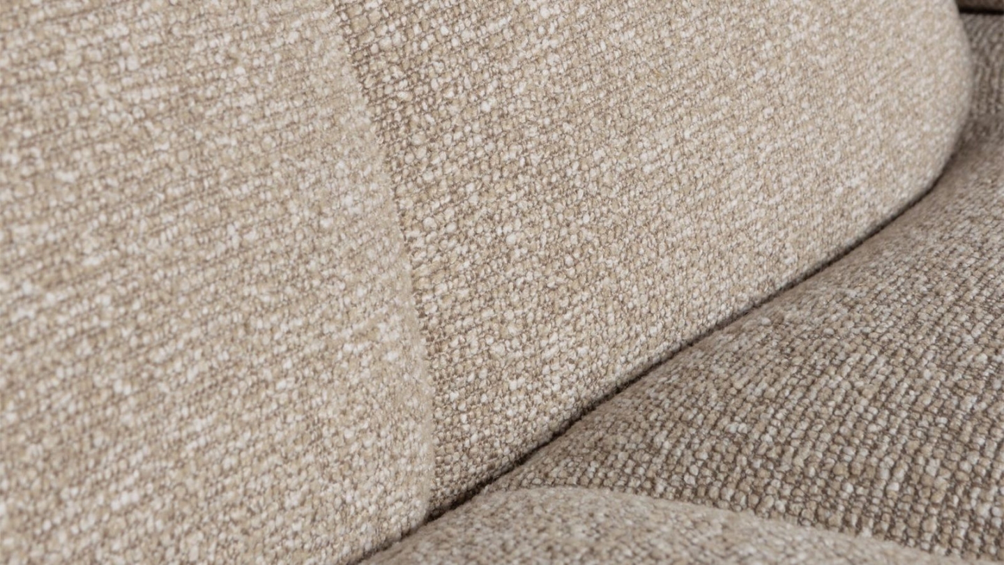 Canapé d'angle à gauche avec méridienne en tissu bouclé beige - Mojo