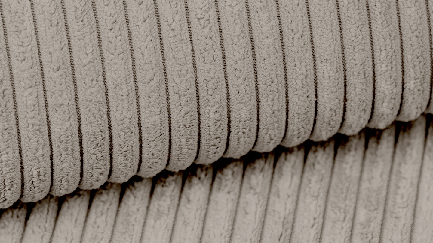 Canapé modulable panoramique 9 places ouvert à droite + pouf en velours côtelé taupe - Modulo New Canapé modulable panoramique 9 places ouvert à droite + pouf en velours côtelé taupe - Modulo New