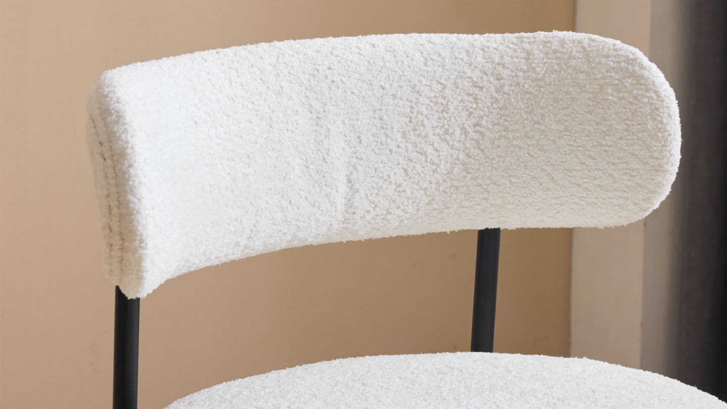 Lot de 2 tabourets de bar en tissu bouclé beige - Evora