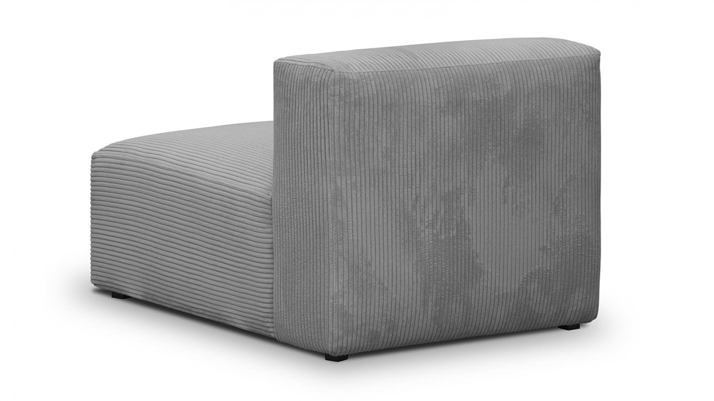 Canapé modulable panoramique 9 places ouvert à droite + pouf en velours côtelé gris clair - Modulo New