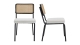 Lot de 2 chaises en métal et bois noir, cannage naturel et tissu bouclé beige - Paula