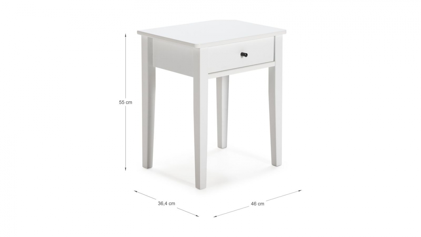 Table de chevet 1 tiroir en bois blanc - Stan