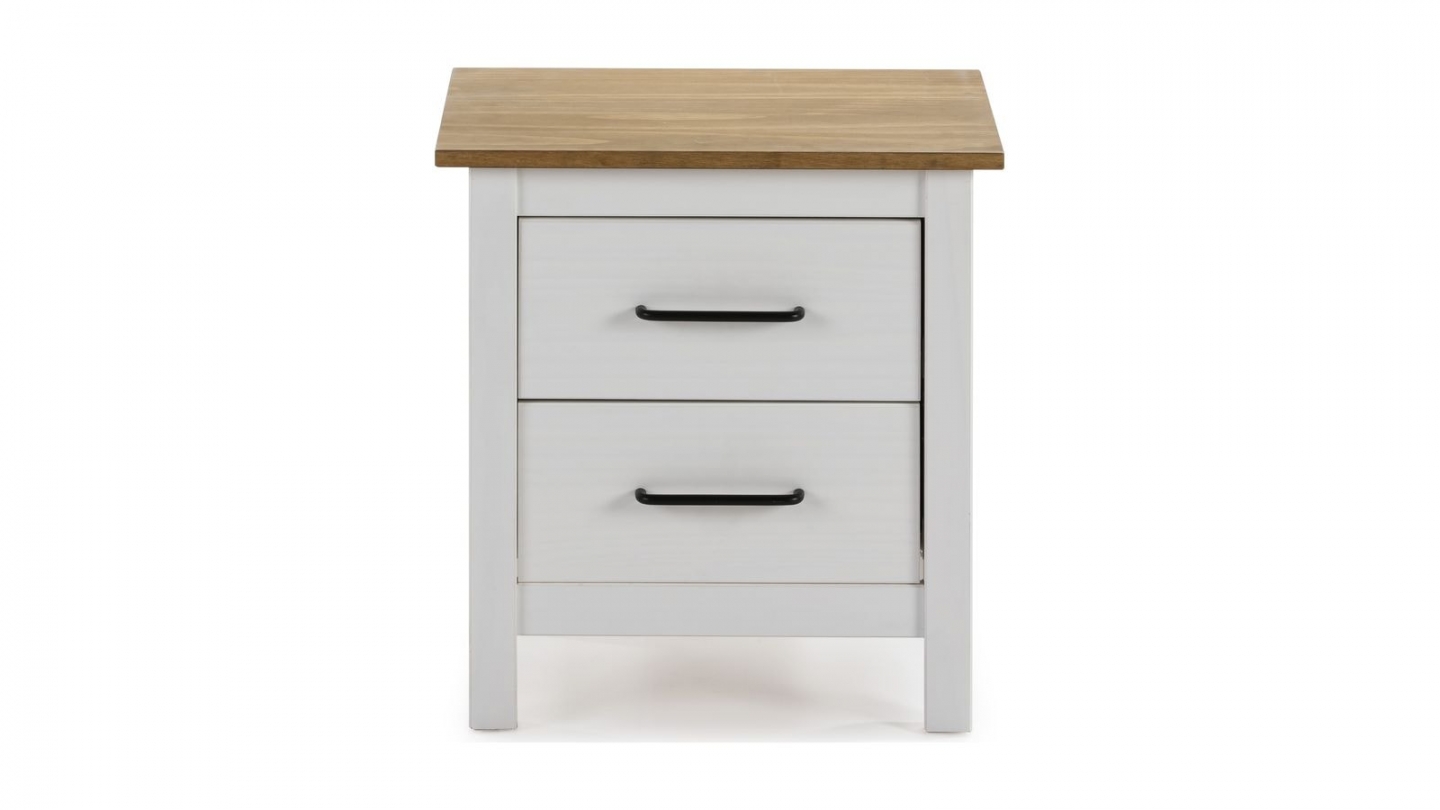 Table de chevet en bois massif blanc - Ida