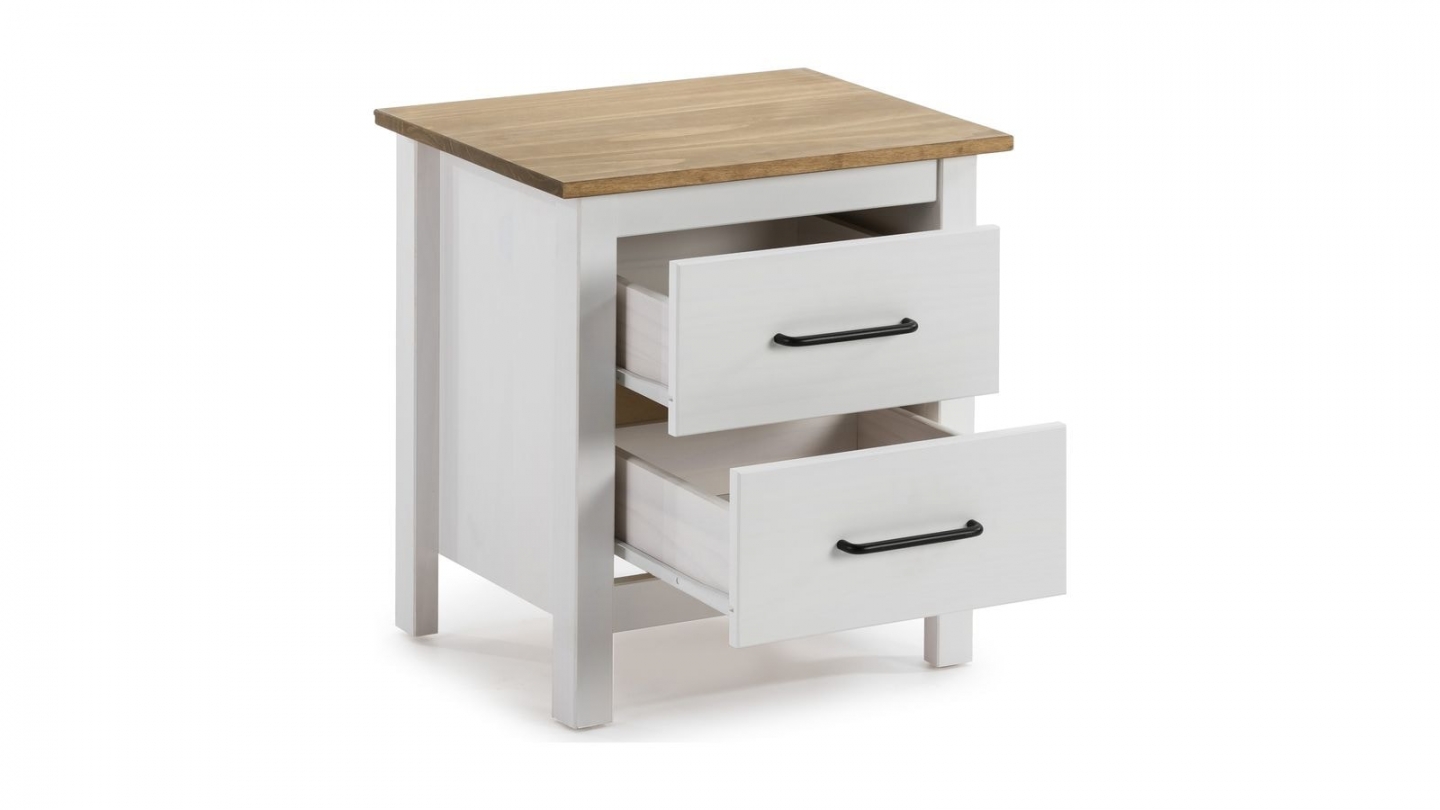 Table de chevet en bois massif blanc - Ida