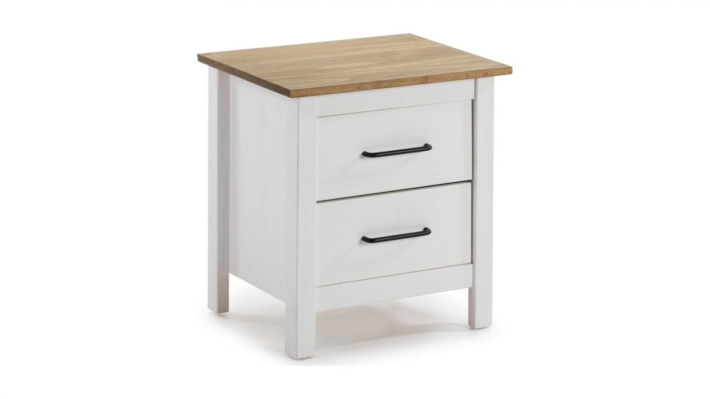 Table de chevet en bois massif blanc - Ida