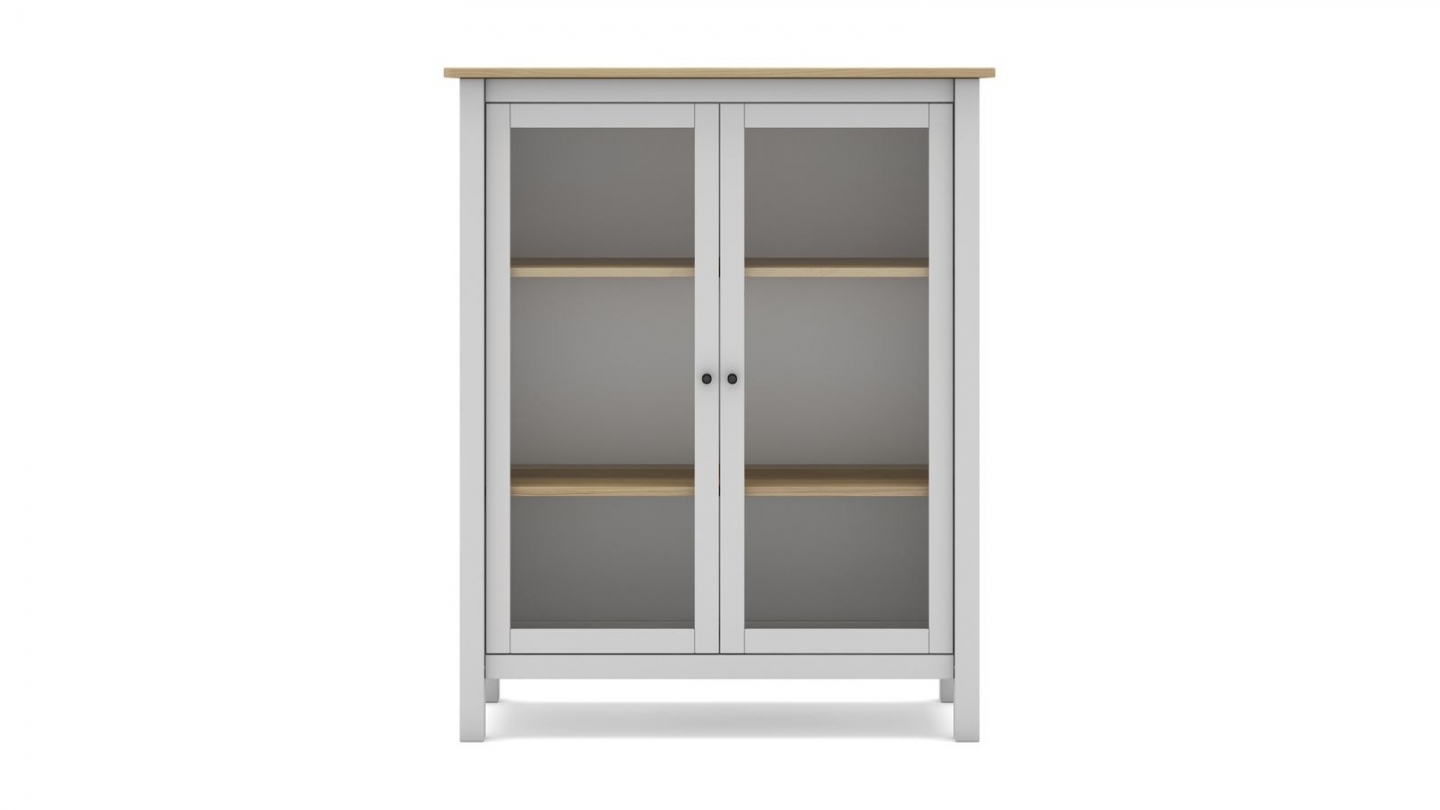 Vaisselier 2 portes en bois massif blanc 110 cm - Macha