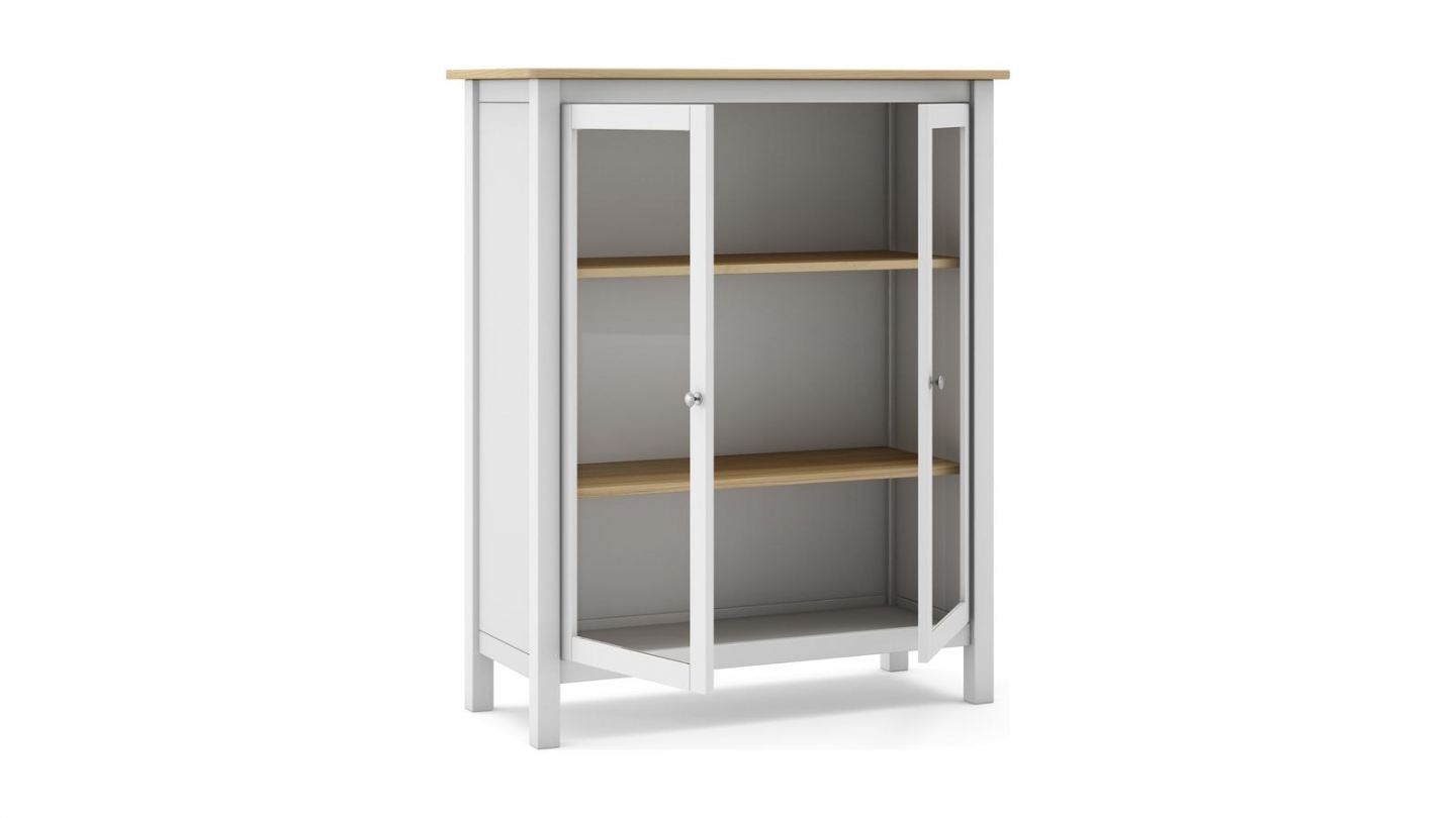 Vaisselier 2 portes en bois massif blanc 110 cm - Macha