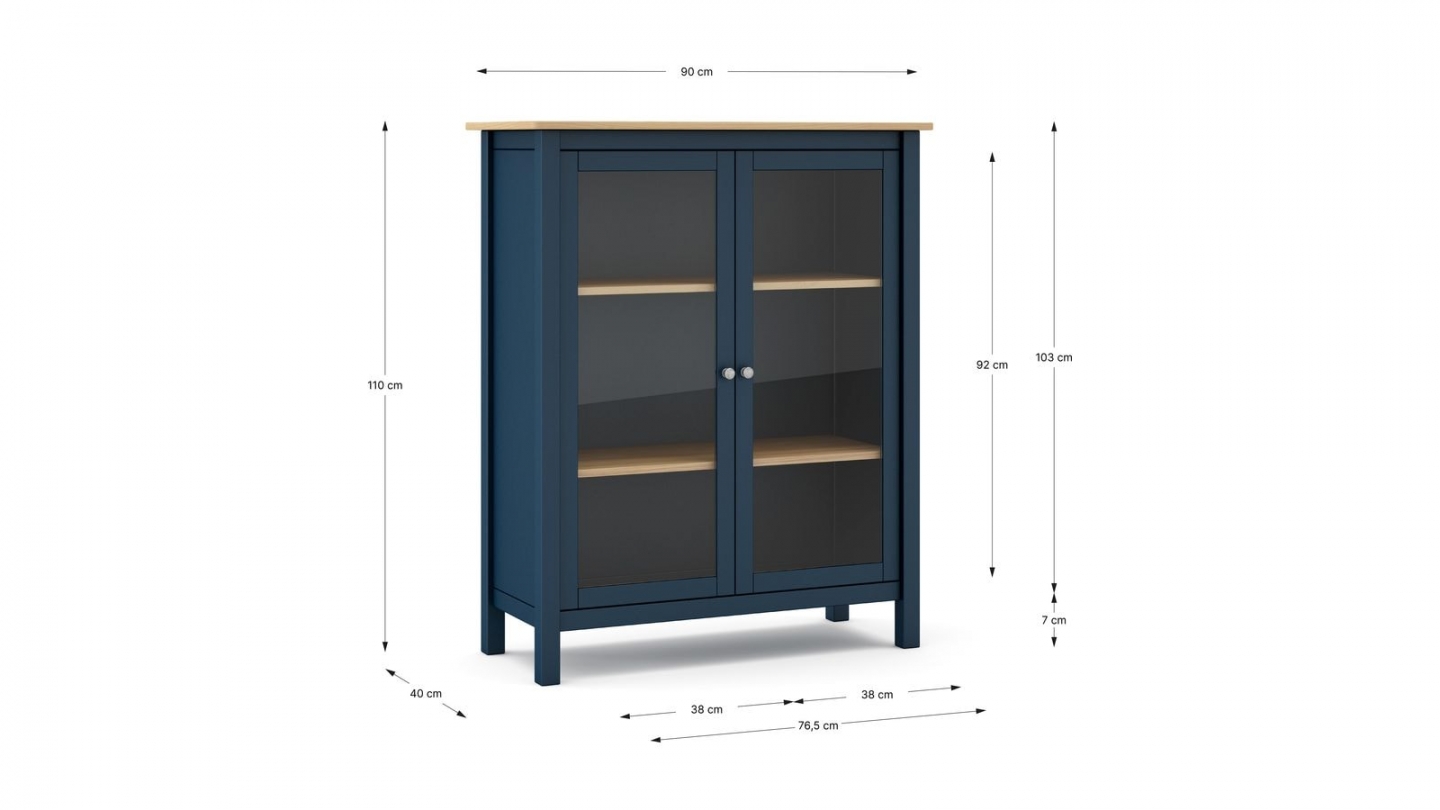 Vaisselier 2 portes en bois massif Bleu foncé 110 cm - Macha