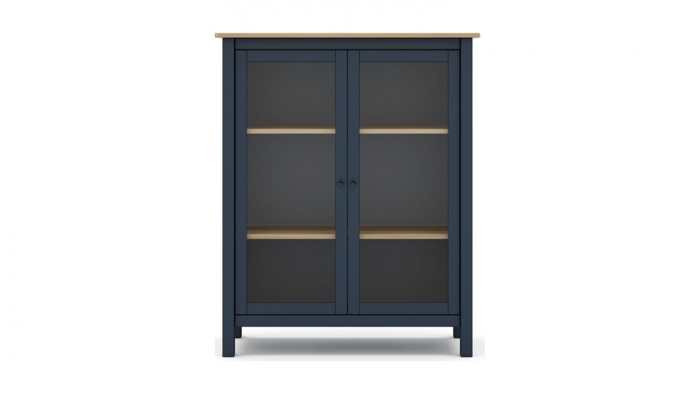 Vaisselier 2 portes en bois massif Bleu foncé 110 cm - Macha