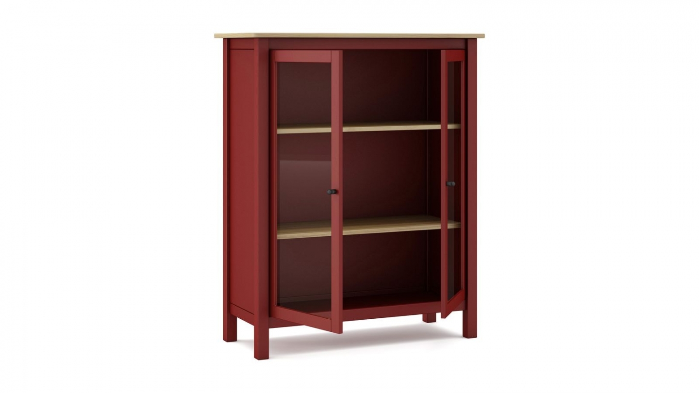 Vaisselier 2 portes en bois massif Rouge 110 cm - Macha