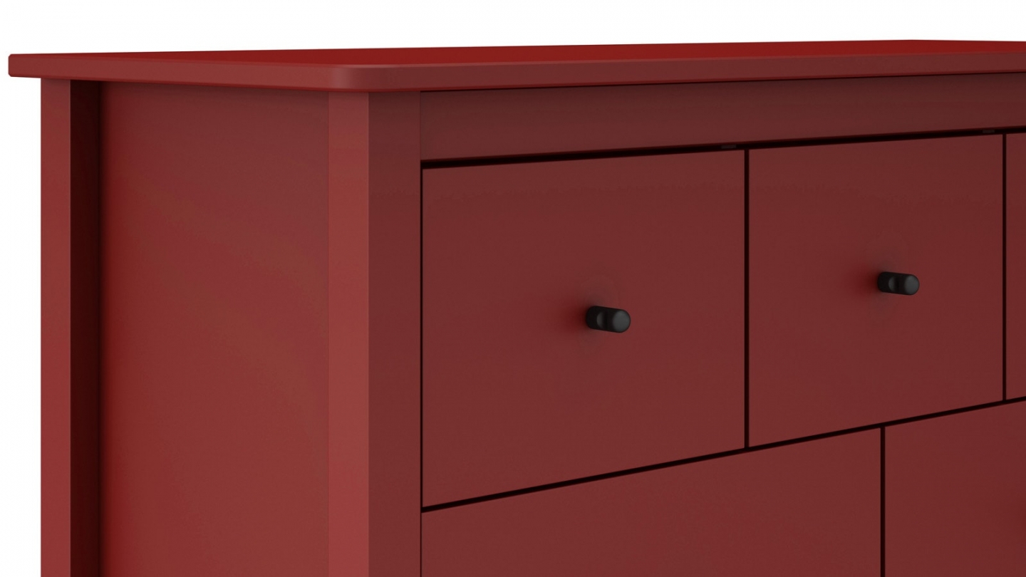 Commode 7 tiroirs en bois massif rouge 110 cm - Macha