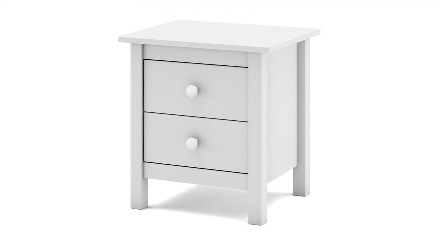 Table de chevet enfant 2 tiroirs en bois massif blanc - Melvin