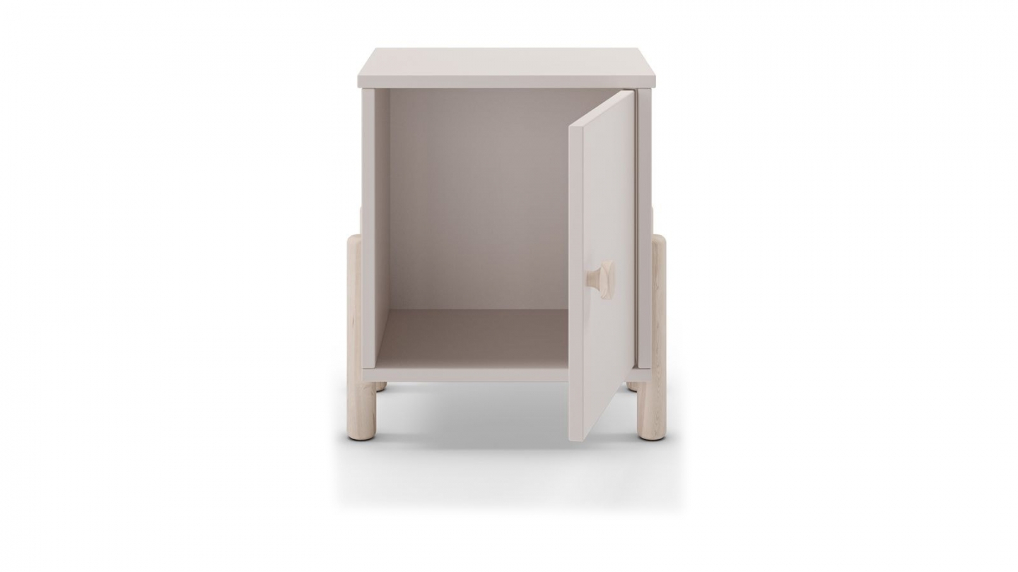 Table de chevet enfant 1 porte en bois beige - Bastien