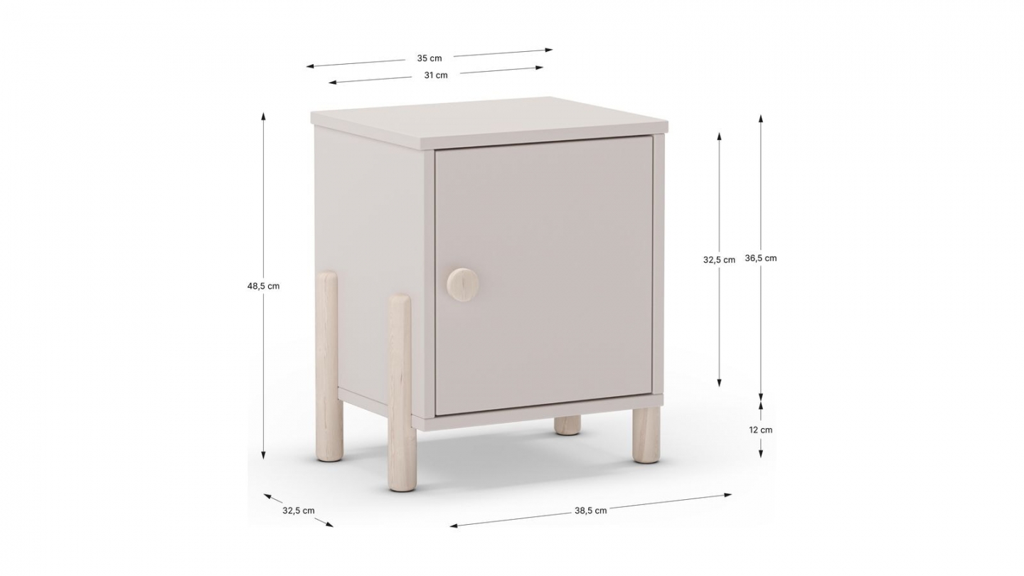 Table de chevet enfant 1 porte en bois beige - Bastien